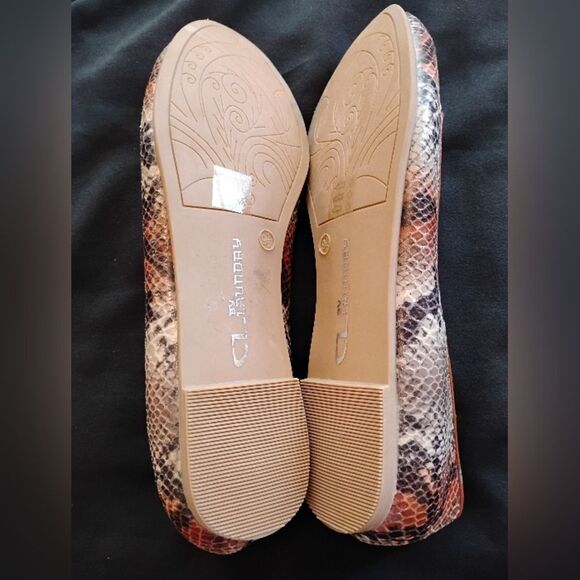 CL By Laundry Women's Brown Faux Snakeskin Slip On Ballet Flats Size 9.5 Casual - Picture 5 of 5